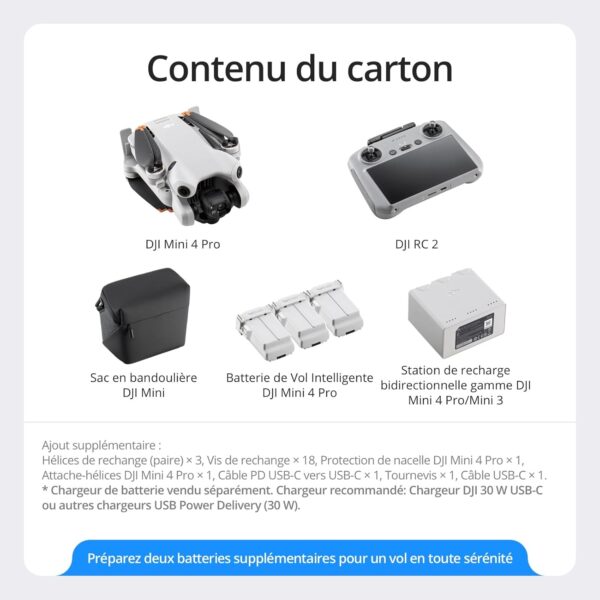 Drone pliable DJI Mini 4K Fly More Combo - Blanc - Autonomie 31 min - Portée +1000 m – Image 4