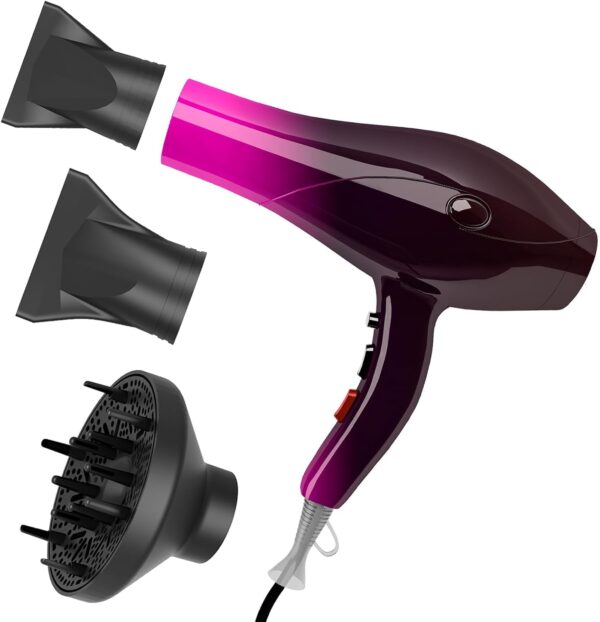 Sèche-cheveux ionique 3000W diffuseur avec 2 vitesses 3 Températures de chaleur et bouton Cool Shot pour maison voyage salon – Image 3