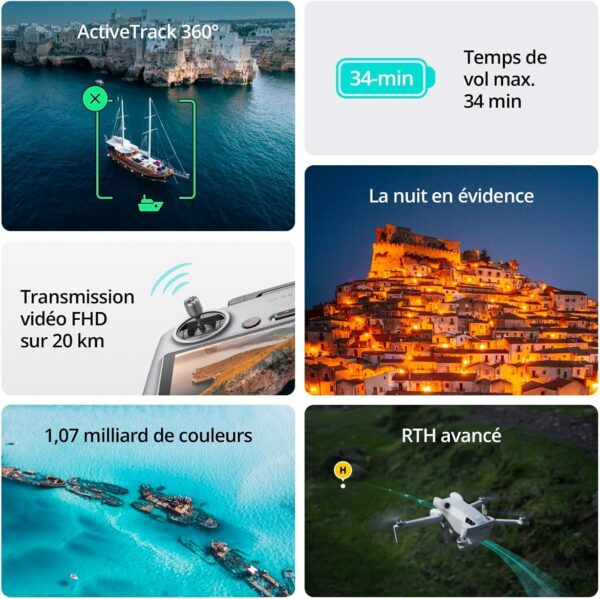 Drone pliable DJI Mini 4K Fly More Combo - Blanc - Autonomie 31 min - Portée +1000 m – Image 5