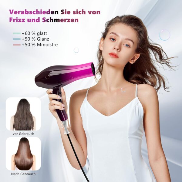 Sèche-cheveux ionique 3000W diffuseur avec 2 vitesses 3 Températures de chaleur et bouton Cool Shot pour maison voyage salon – Image 5