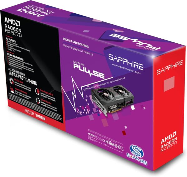SAPPHIRE - Carte graphique - PURE AMD RADEON™ RX 9070 XT GAMING OC - 16 GB - Dual HDMI / Dual DP – Image 3