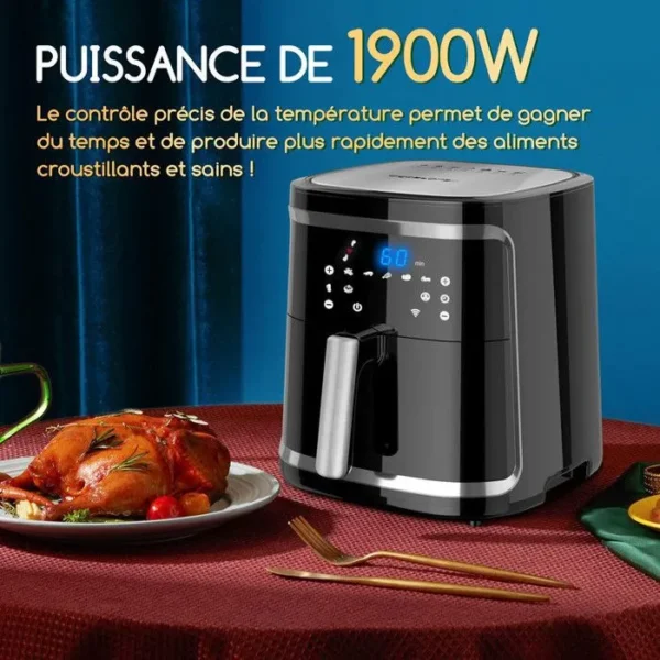 Aigostar Smart Cube - Friteuse à air connectée Wifi, grande capacité de 7L. 0% BPA, 1900W. 7 programmes + maintien au chaud. – Image 3