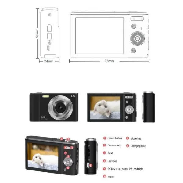 Appareil photo numérique - INF - 48MP - 16x Zoom - Écran 2,8 pouces - Compact et portable – Image 3