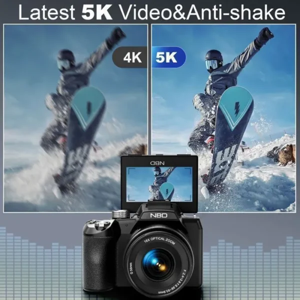 Appareil photo numérique - Non spécifié - 5K - 64mp - Zoom 16x - Écran 3,0 pouces 180° – Image 5