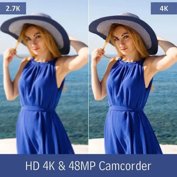 BAZARLAND30.Caméscope 4K Caméra vidéo 48MP 30FPS Vision Nocturne Infrarouge Zoom Numérique 18X – Image 4