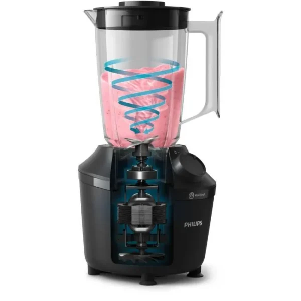 Blender - PHILIPS - Daily HR2041/41 - 4 lames ProBlend 4 – Capacité maximale de 1,9L – 450 W - 1 vitesse - Fonction pulse - Noir – Image 4
