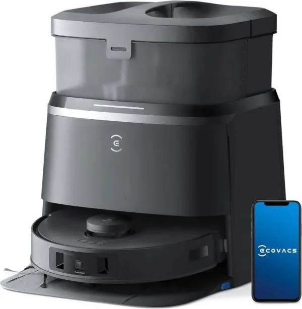 ECOVACS DEEBOT T30 Omni Aspirateur Robot Mini Station, Nettoyage Humide adaptatif TruEdge™, Brosse ZeroTangle™, 11 000 PA