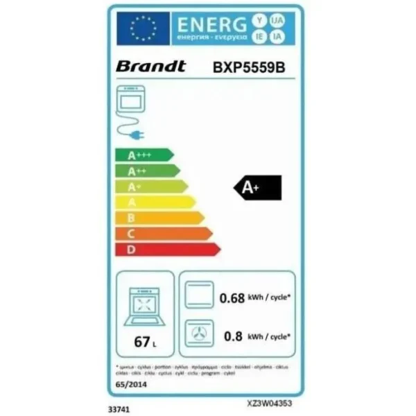 Four encastrable pyrolyse BRANDT BXP5559B - Noir - Multifonction - Porte froide - 67l - Fonctions vapeur – Image 4
