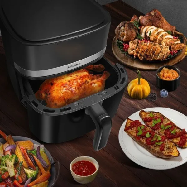 KotiCidsin Friteuse à air sans huile 8.5 L, Air Fryer 2000 W avec Fenêtre Transparente et Éclairage Intégré, Écran Tactile LED – Image 3