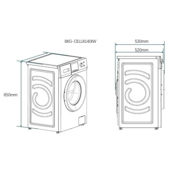 Lave-linge hublot - CONTINENTAL EDISON - CELL8140IW1 - 8kg - Moteur induction - 60 cm - 1400 trs/min - Blanc – Image 3