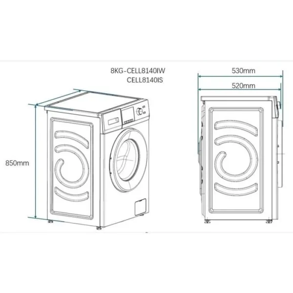 Lave-linge hublot CONTINENTAL EDISON CELL8140IS - 8 kg - Moteur induction - Largeur 60 cm - 1400 trs/min -Silver – Image 3