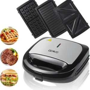 OZAVO - 3 en 1 APPAREIL CROQUE MONSIEUR Sandwich Grill, Toaster Croque Gaufre 750W