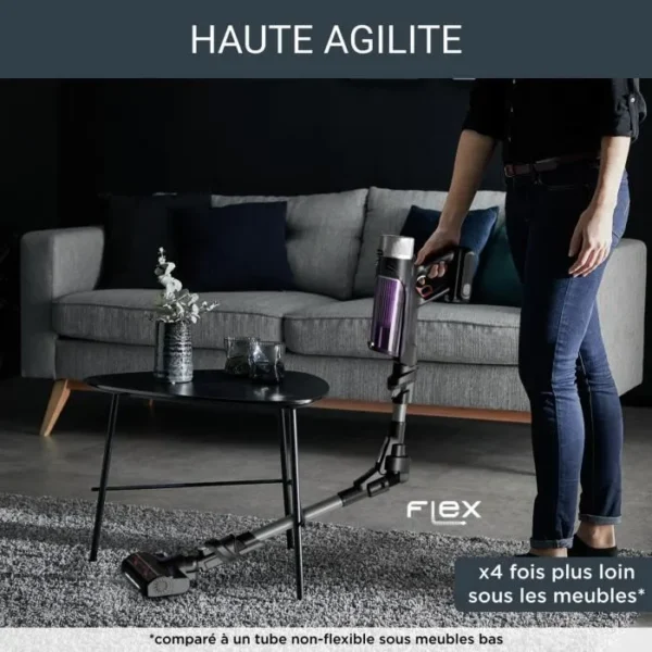 ROWENTA X-Force Flex 9.60 Allergie Aspirateur balai sans fil multifonction, Tube Flex, Performant, Léger, Batterie amovible RH2038WO – Image 3